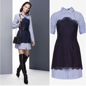 BCBG Max Azria Lace Detail Shirt Dress - US 2